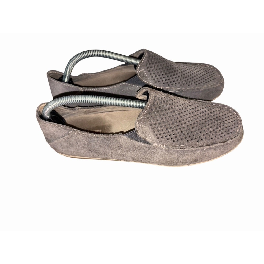 OluKai Nohea Perf Gray Suede Leather Loafer Slip-on Shoes Women's Size 10 - Picture 2 of 7